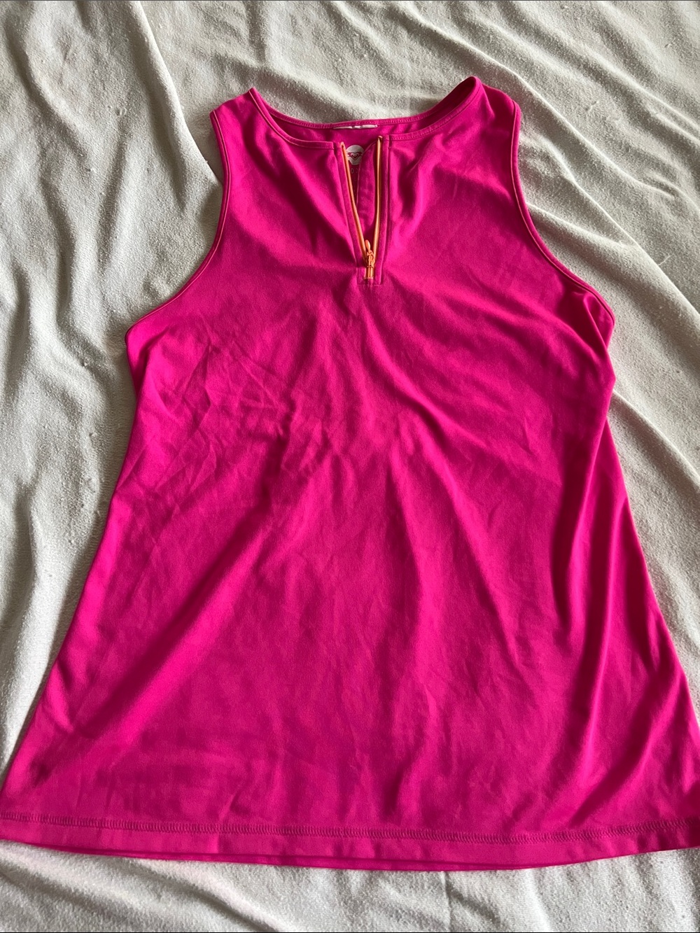 Roxy Hot Pink Tank Top with Contrast Zip Detail